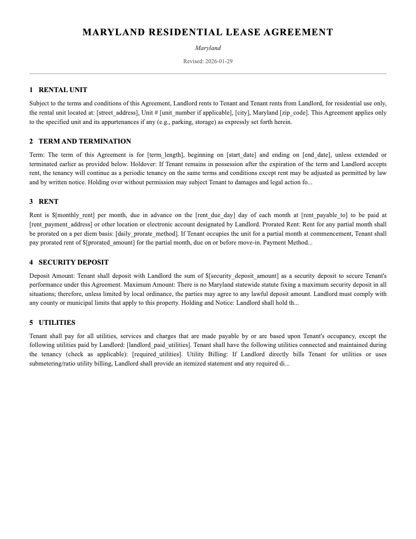 Lease Template Preview