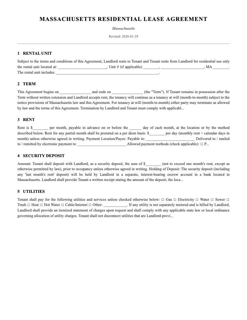 Lease Template Preview