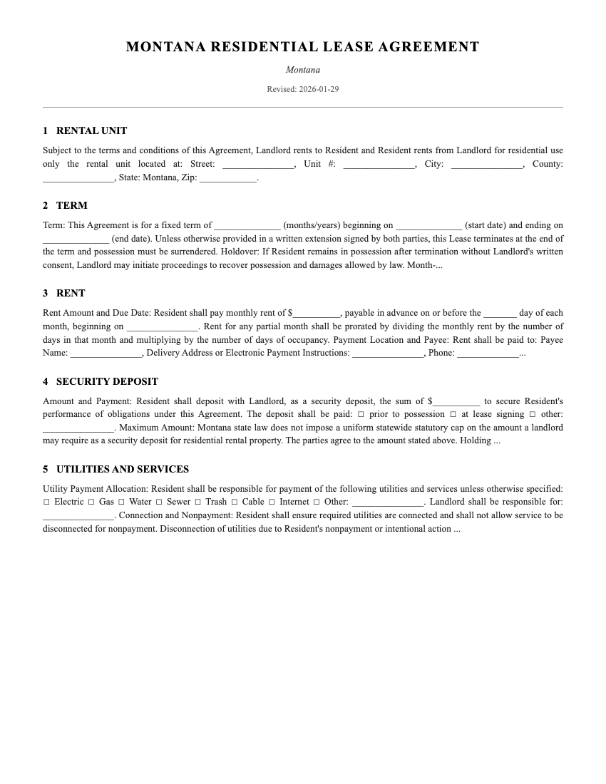 Lease Template Preview