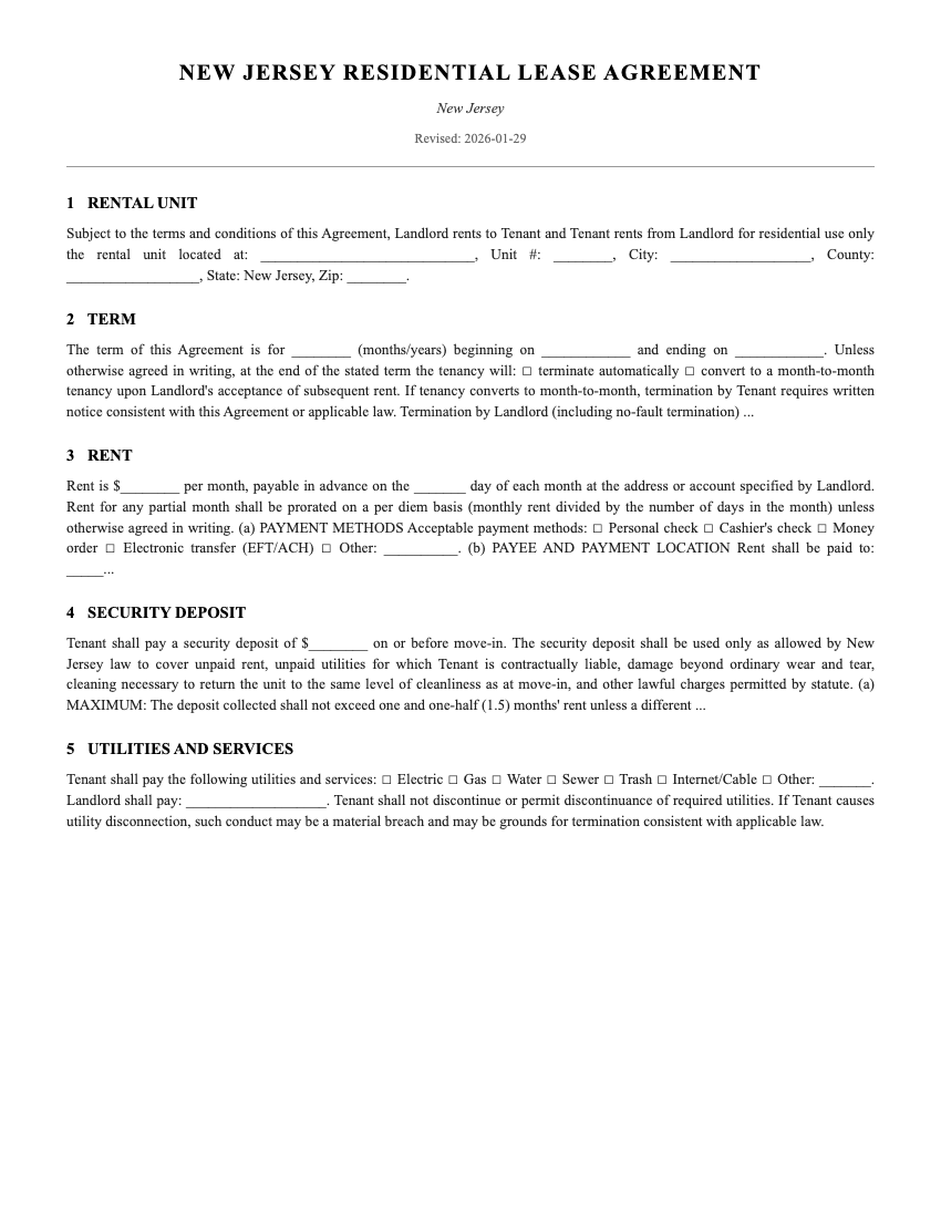 Lease Template Preview