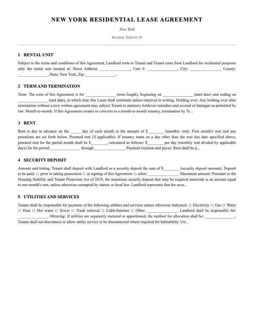 Lease Template Preview