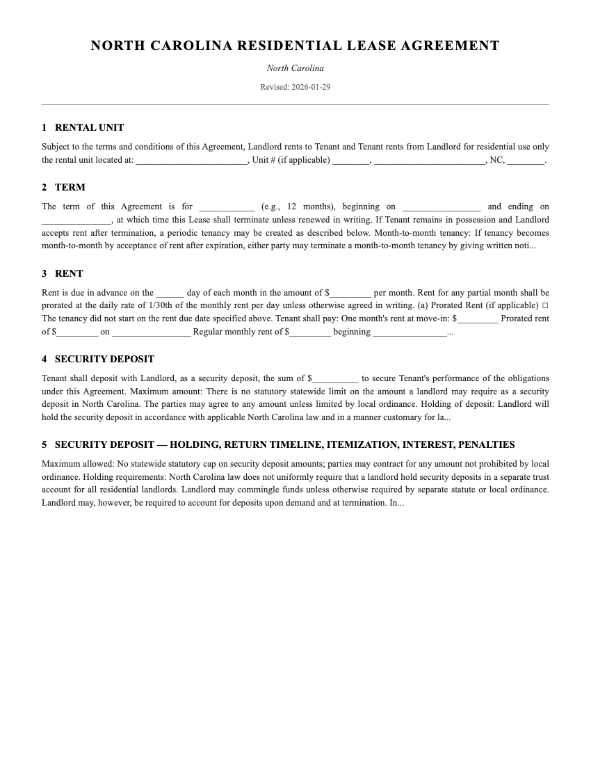 Lease Template Preview