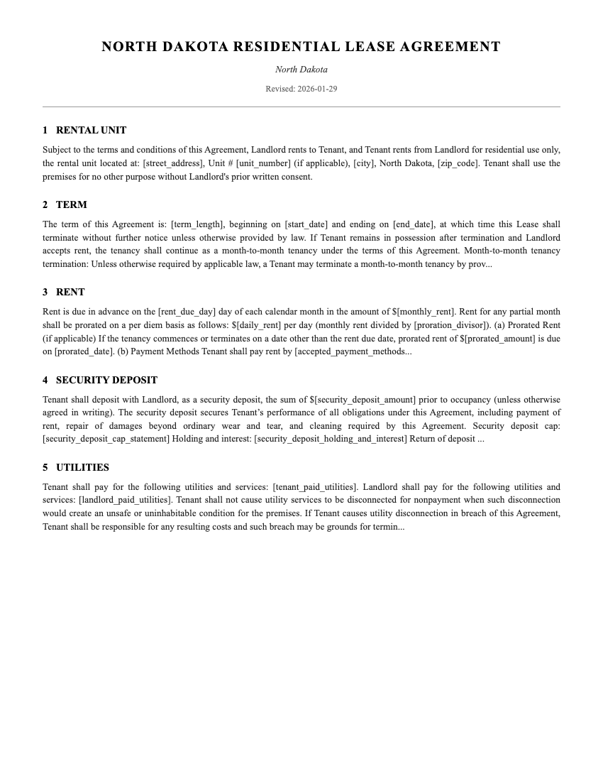 Lease Template Preview