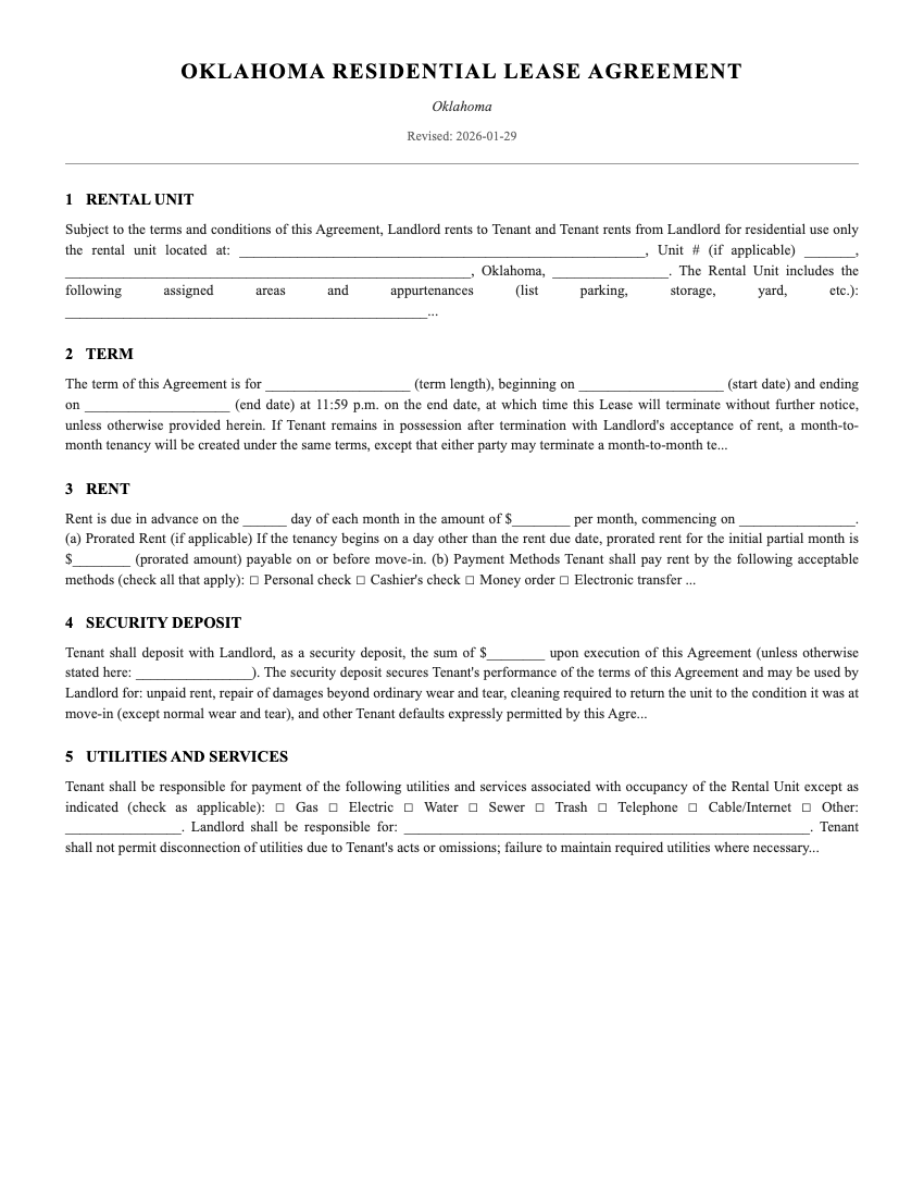 Lease Template Preview