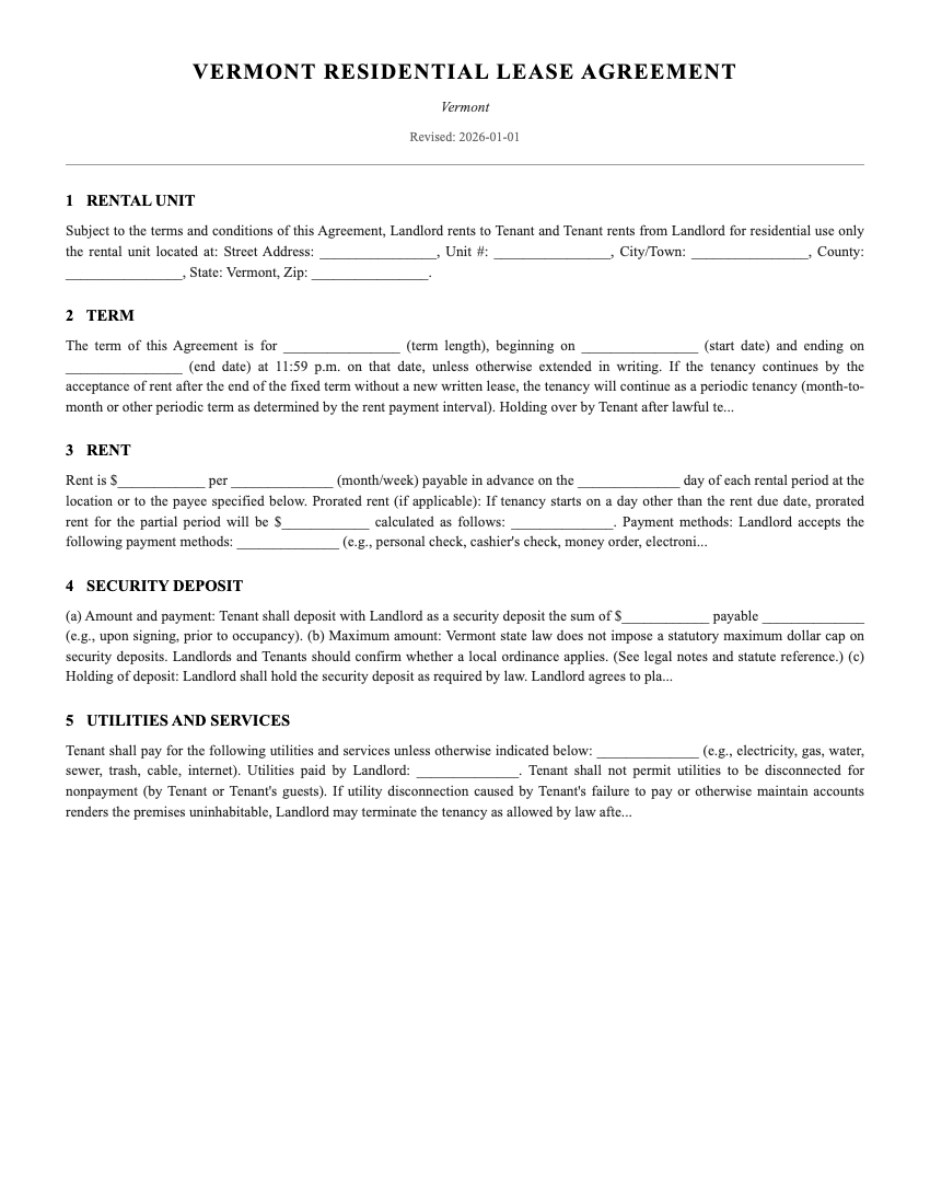 Lease Template Preview