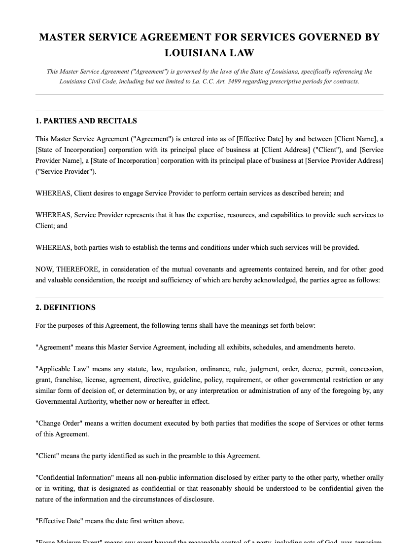 MSA Template Preview