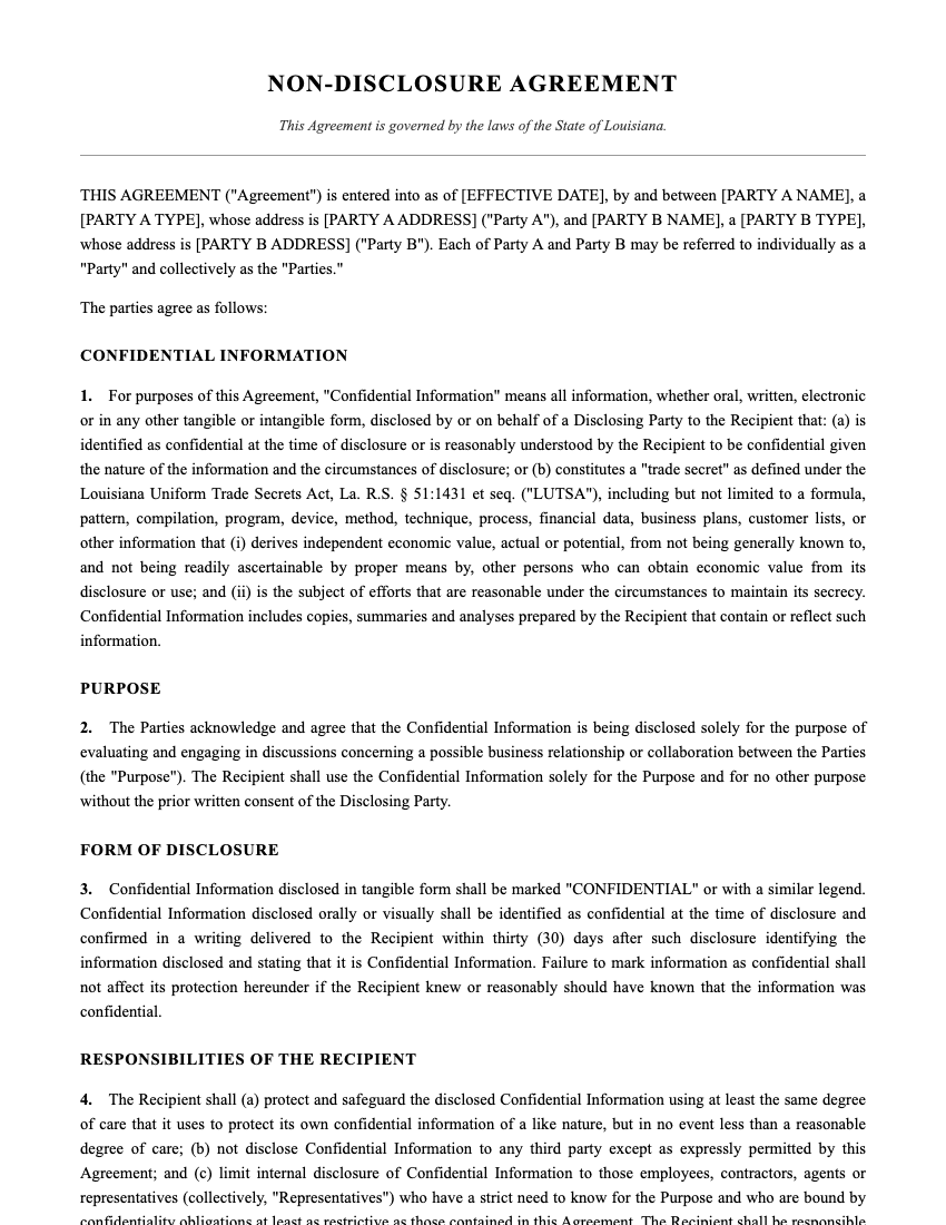 NDA Template Preview