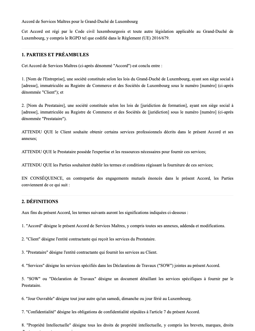 MSA Template Preview