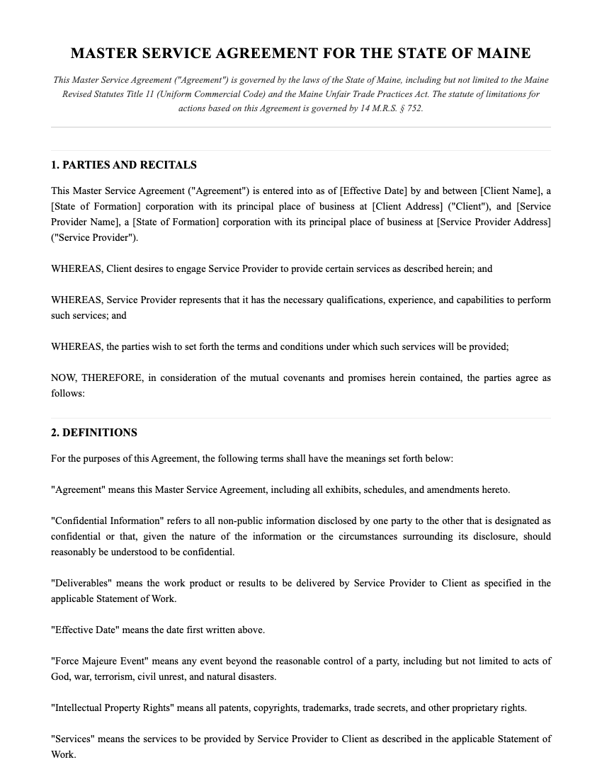 MSA Template Preview