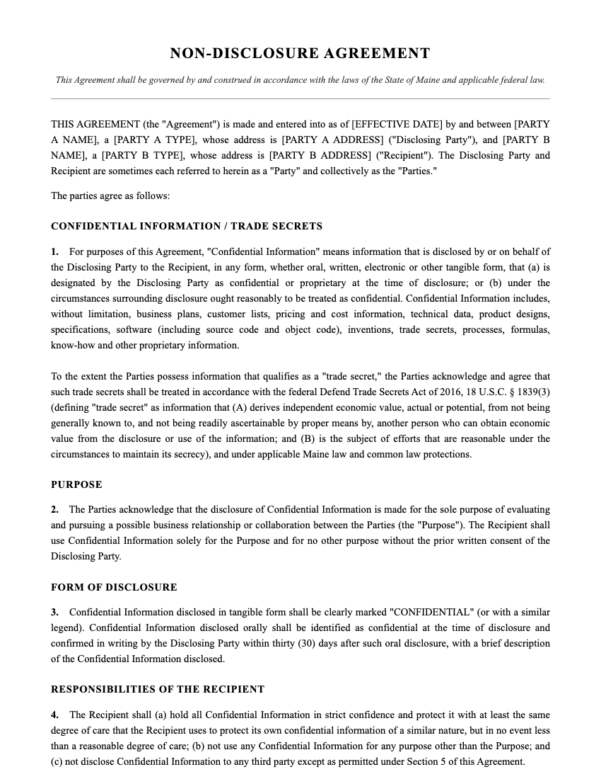 NDA Template Preview