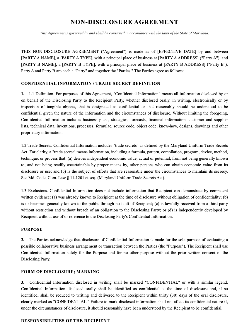 NDA Template Preview
