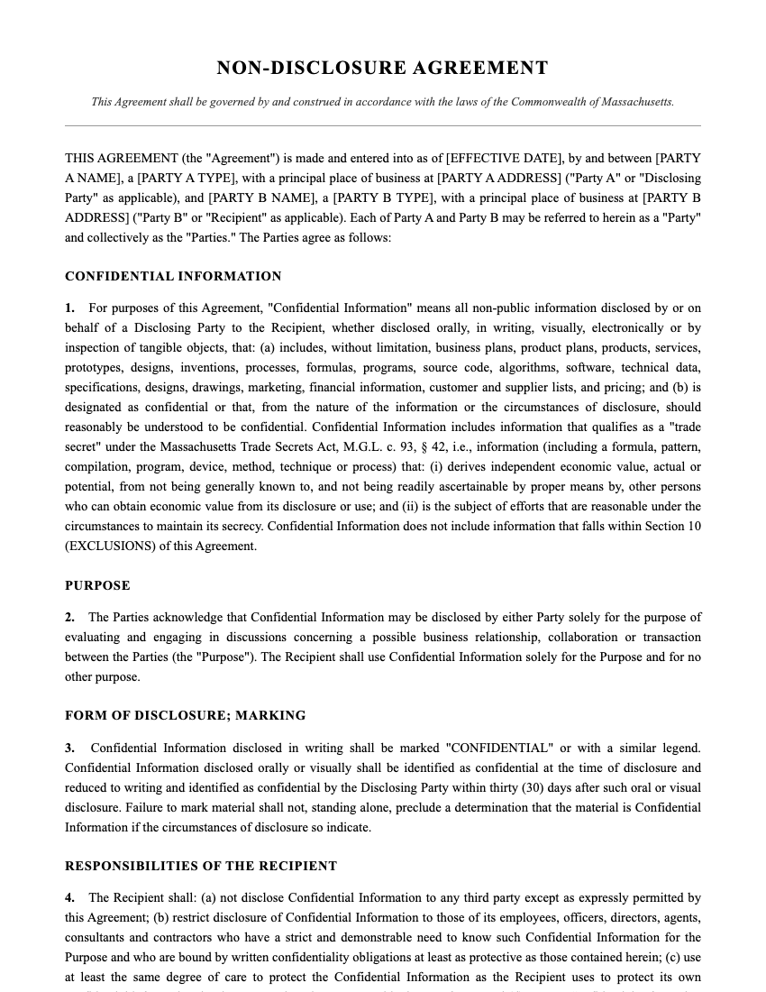 NDA Template Preview