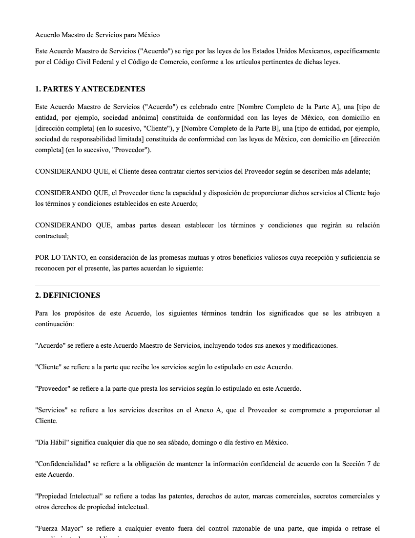 MSA Template Preview