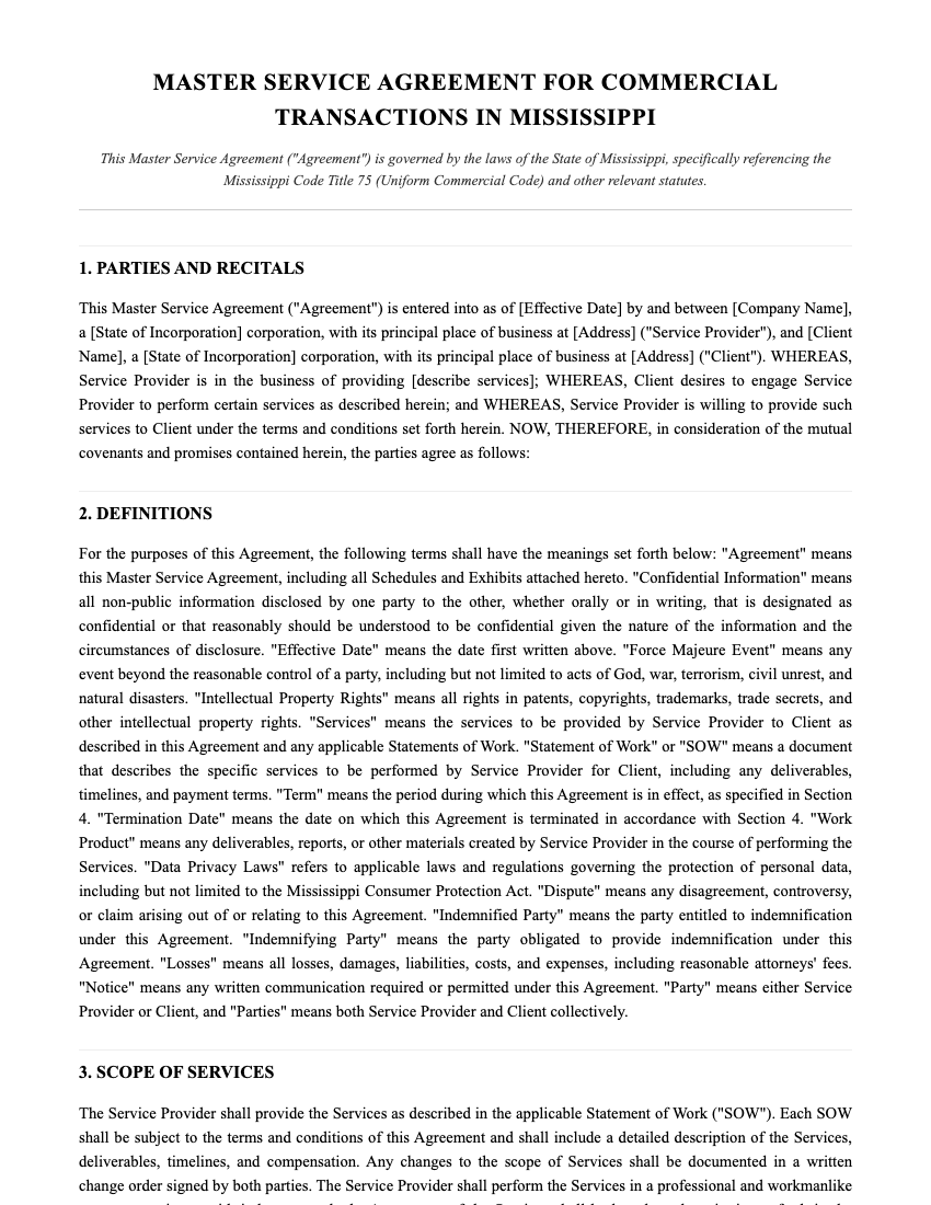 MSA Template Preview