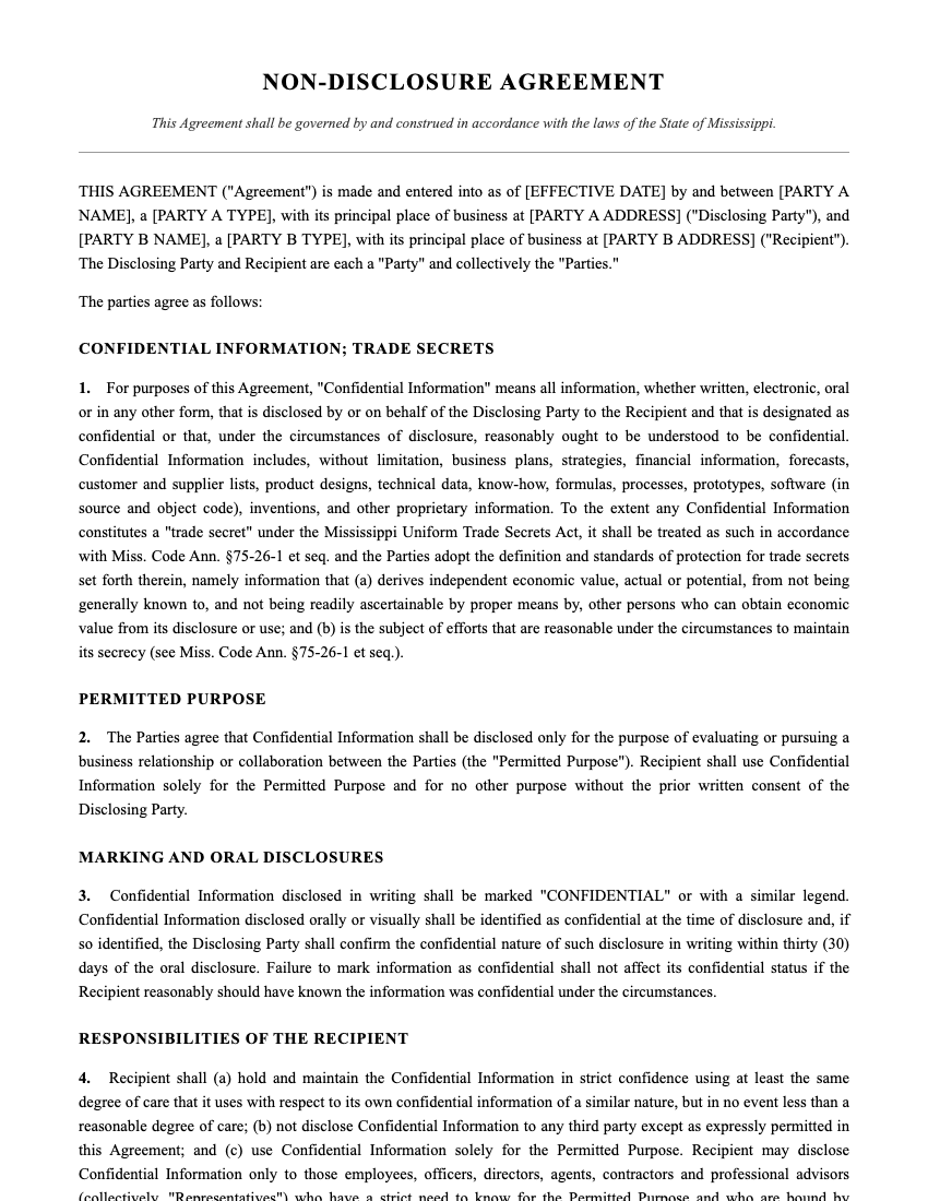 NDA Template Preview