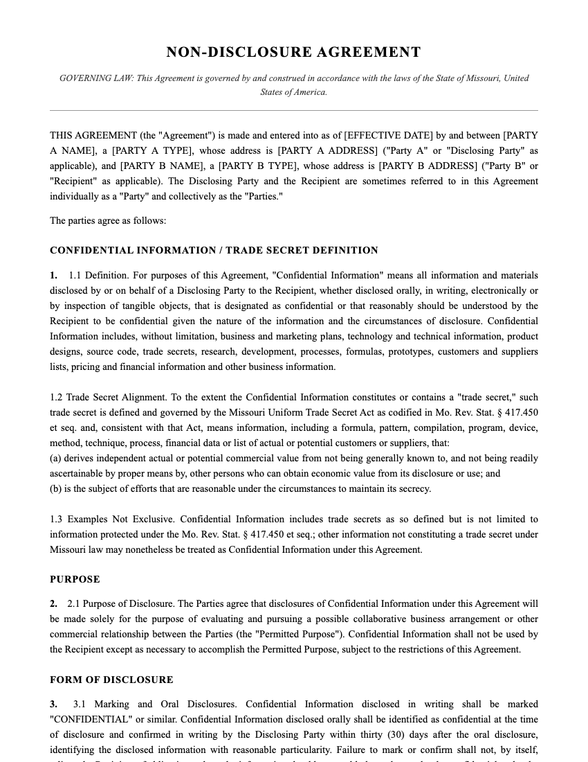 NDA Template Preview