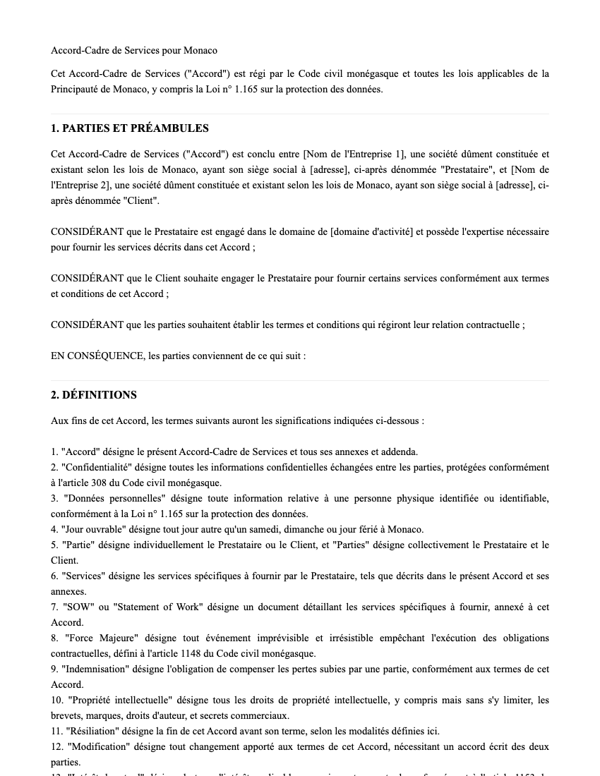 MSA Template Preview