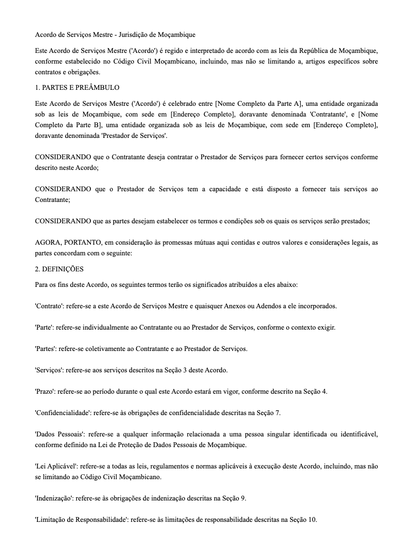 MSA Template Preview