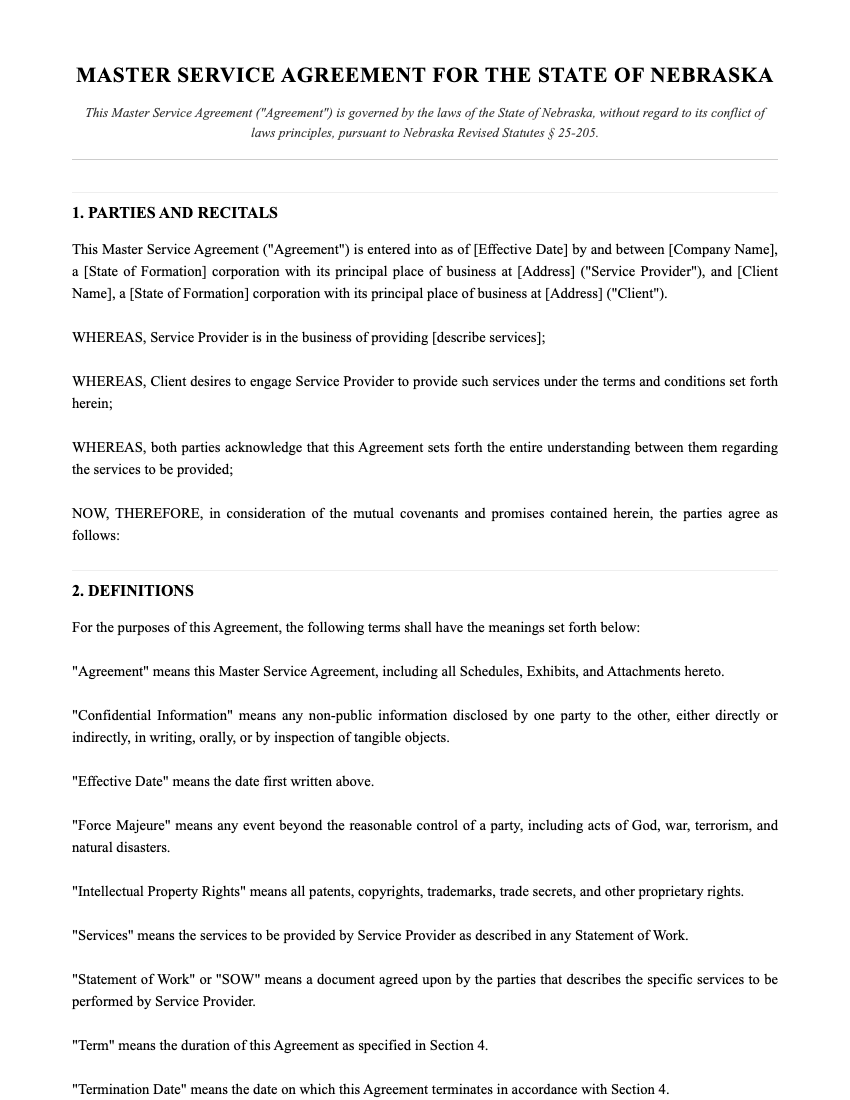 MSA Template Preview