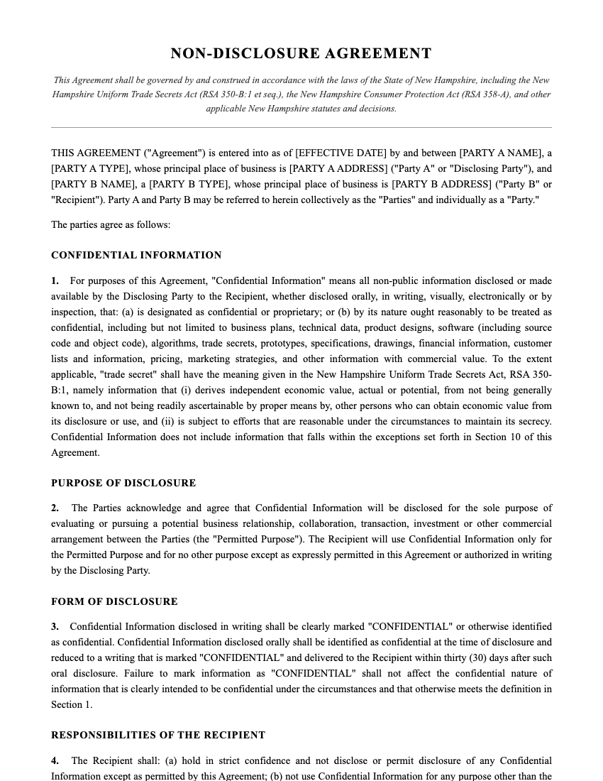 NDA Template Preview