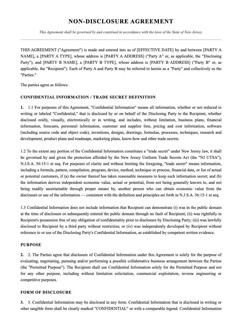 NDA Template Preview
