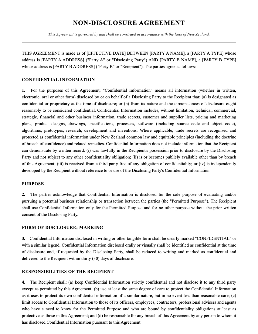 NDA Template Preview
