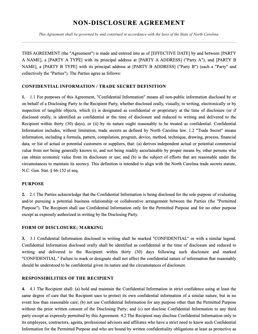 NDA Template Preview