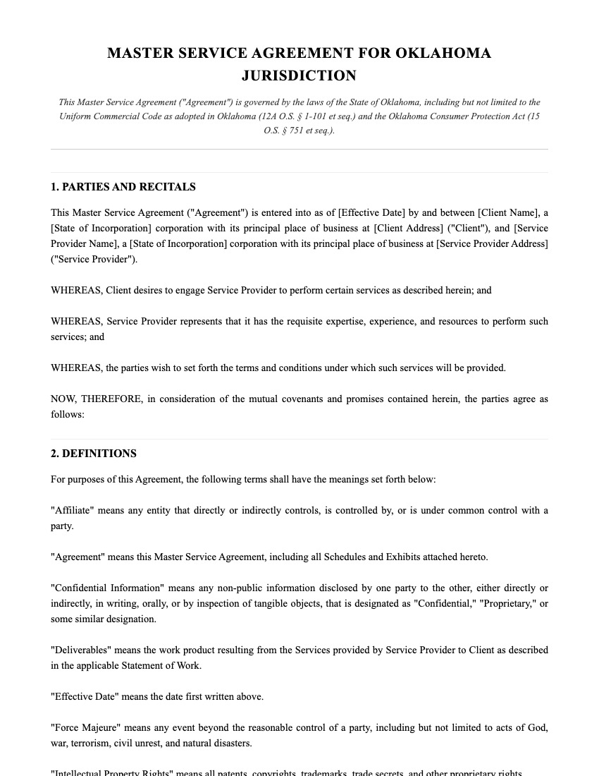 MSA Template Preview