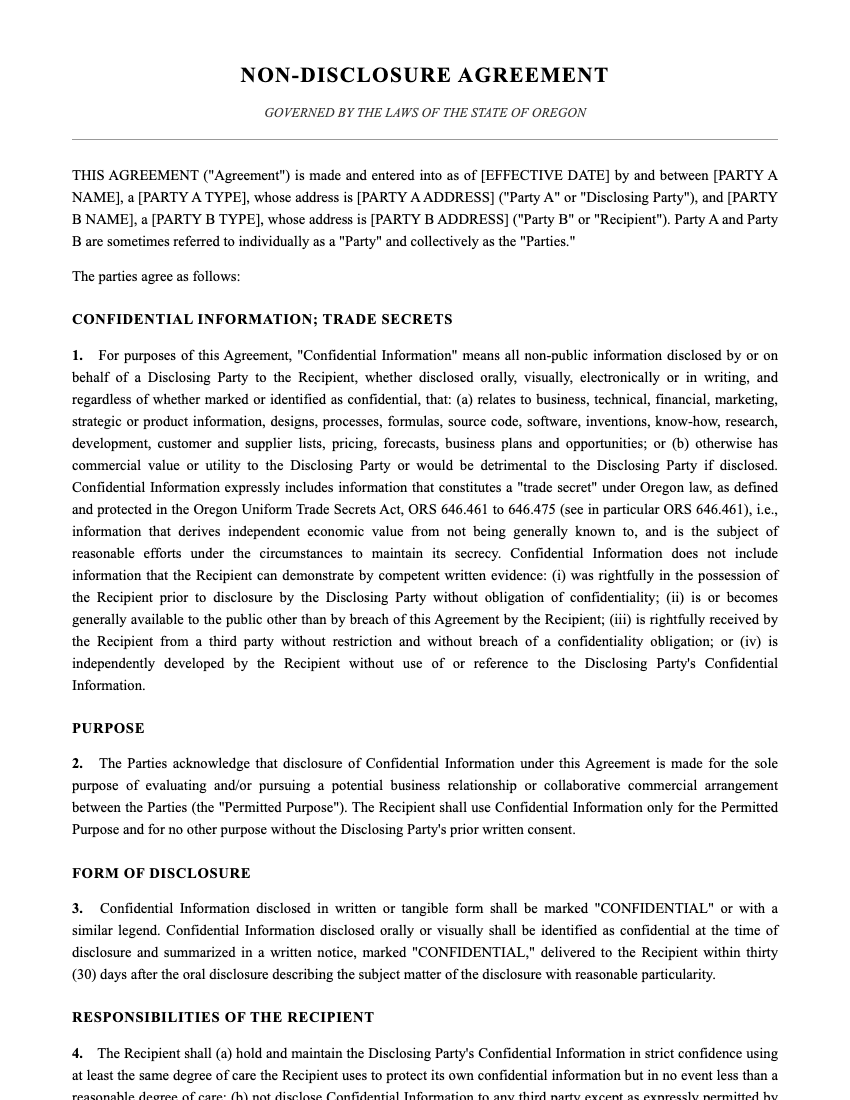 NDA Template Preview