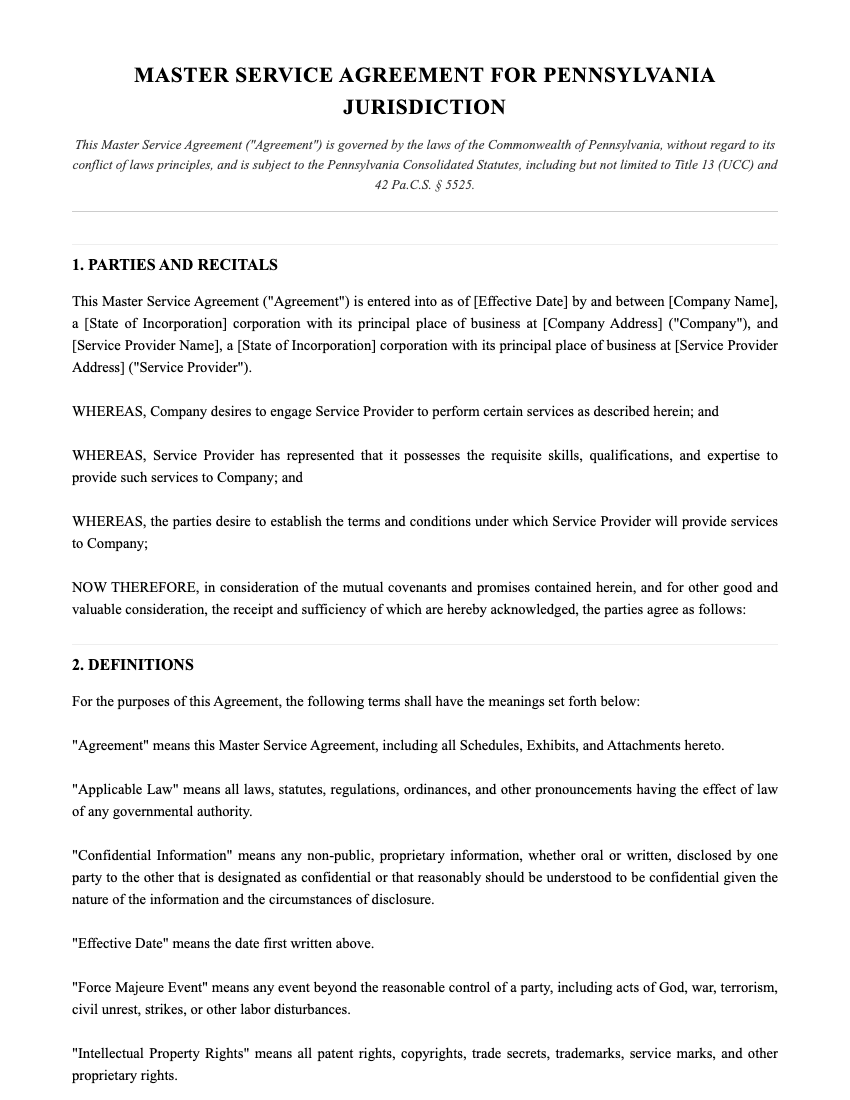 MSA Template Preview