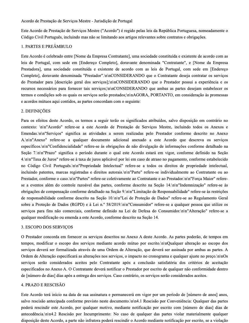 MSA Template Preview