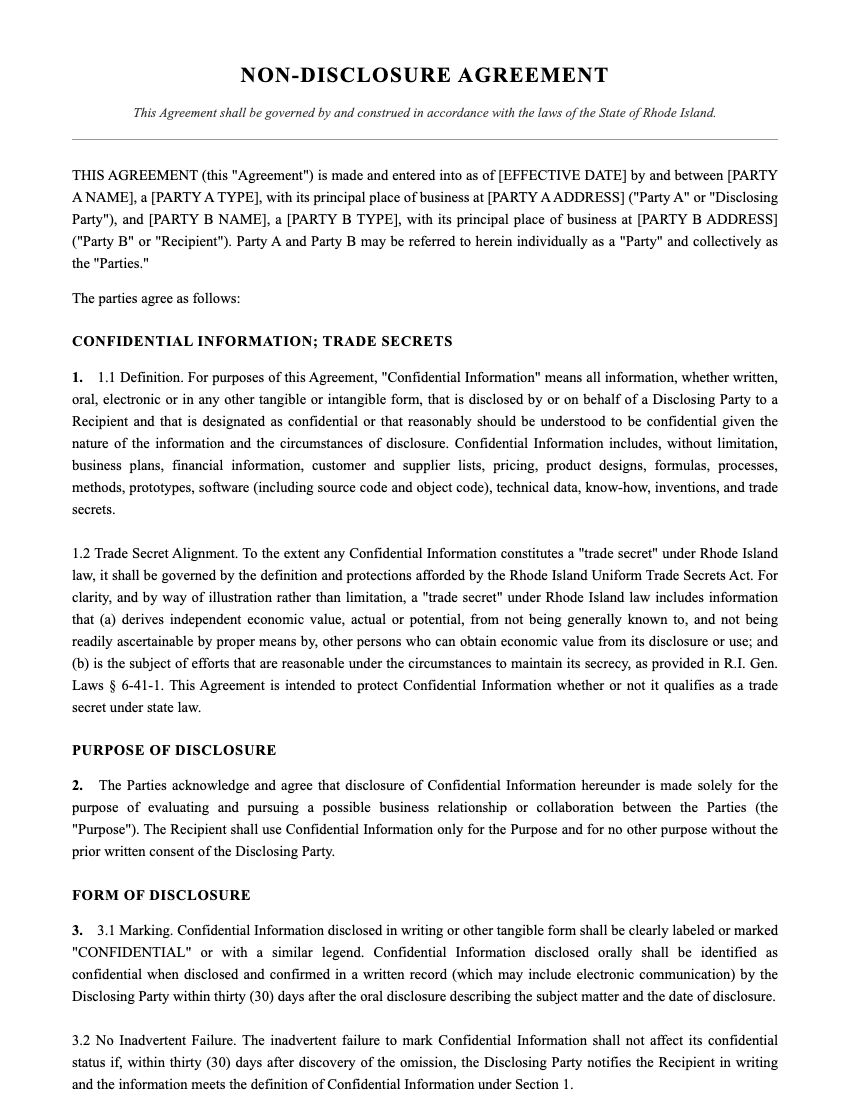 NDA Template Preview