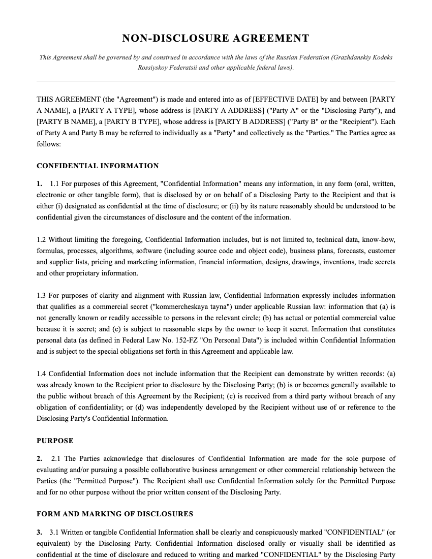 NDA Template Preview