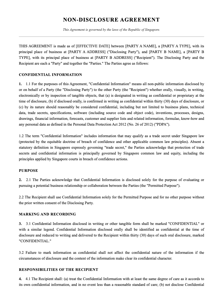 NDA Template Preview