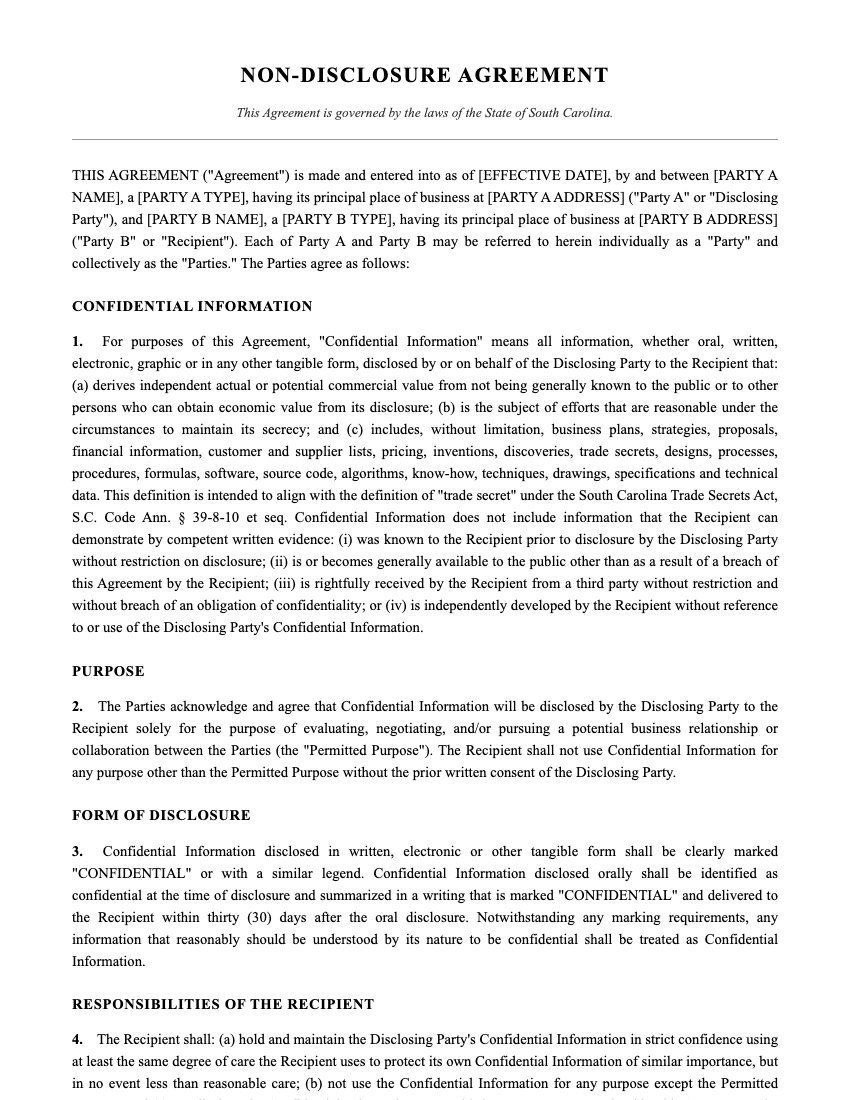 NDA Template Preview
