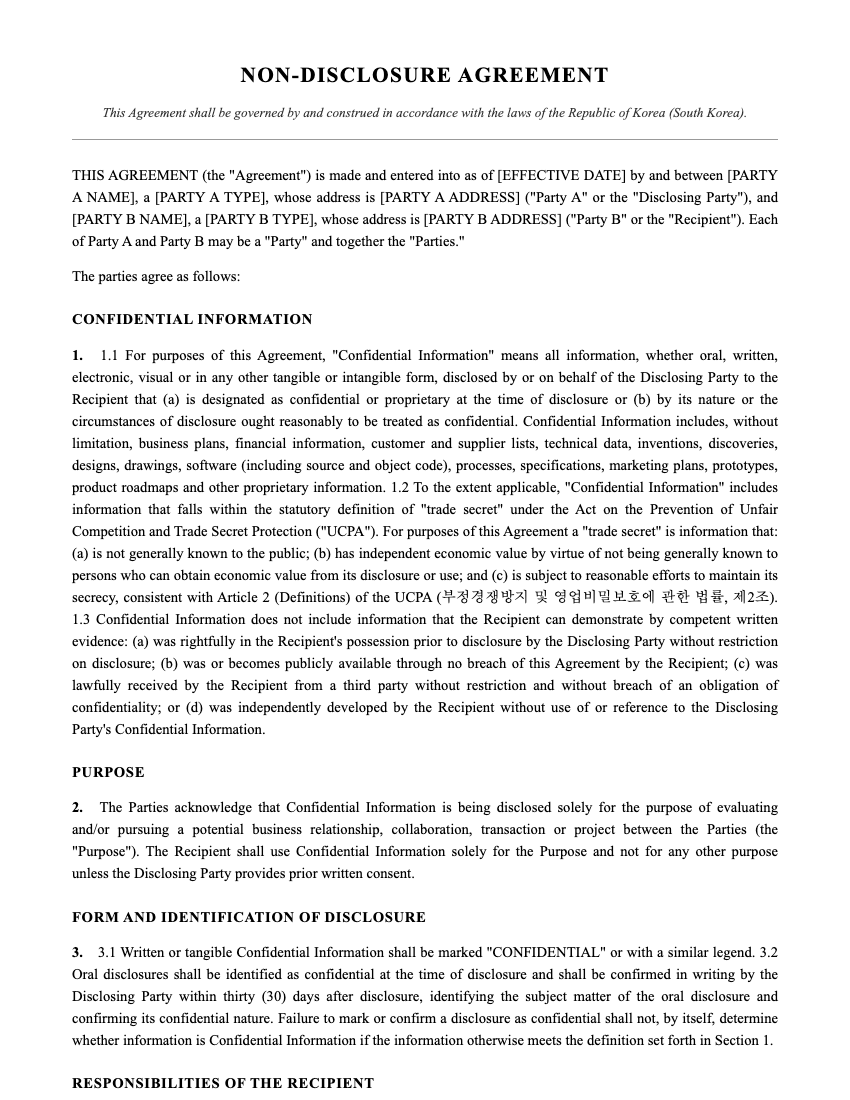 NDA Template Preview