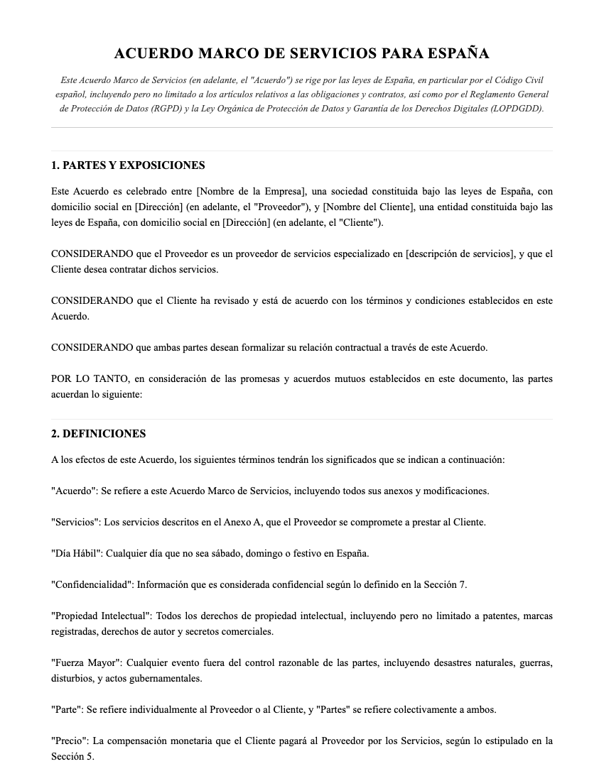 MSA Template Preview