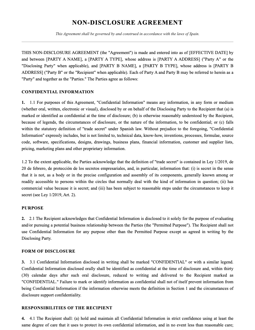 NDA Template Preview