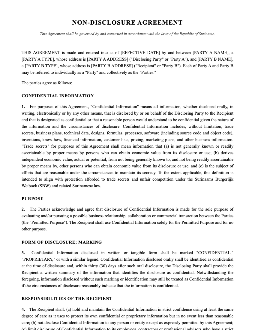 NDA Template Preview