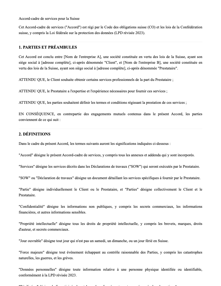MSA Template Preview