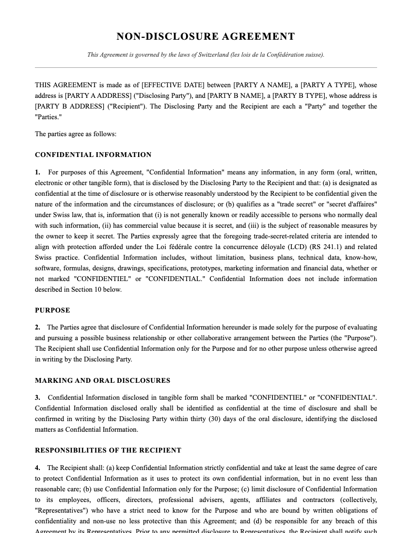 NDA Template Preview