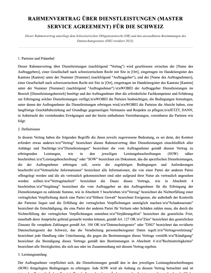 MSA Template Preview