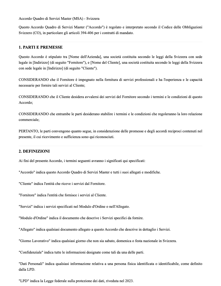 MSA Template Preview