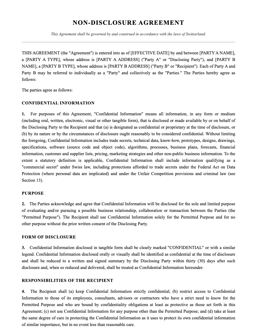 NDA Template Preview
