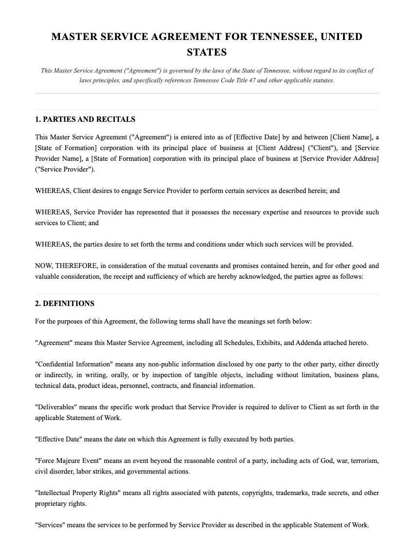 MSA Template Preview