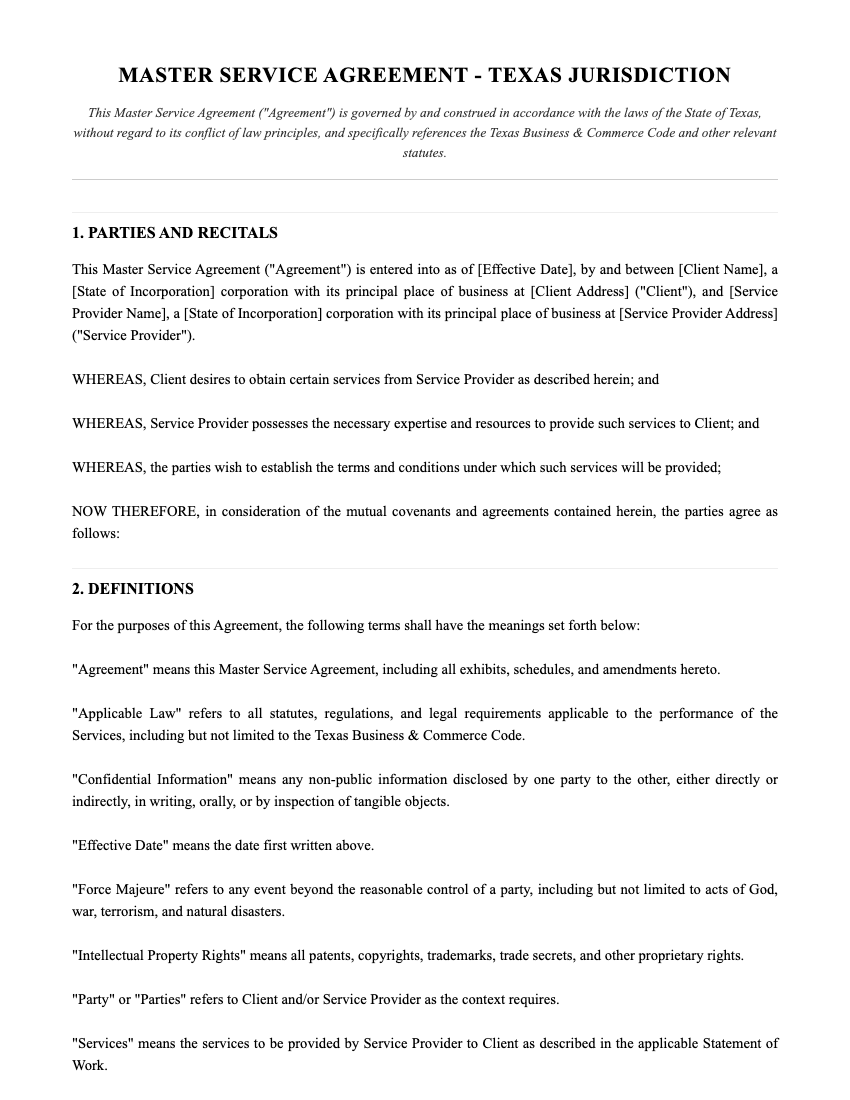 MSA Template Preview