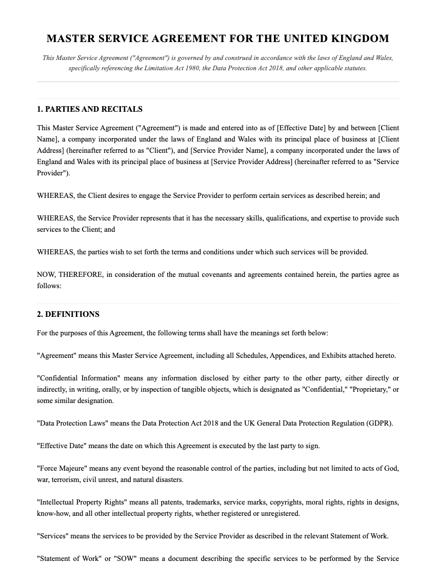 MSA Template Preview