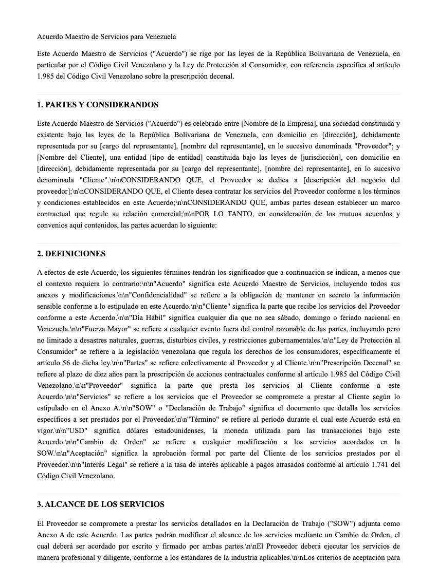 MSA Template Preview