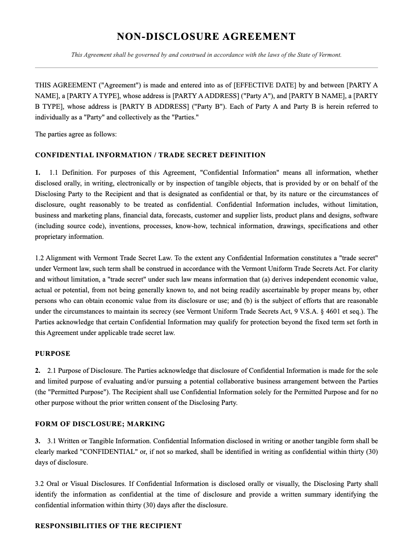 NDA Template Preview
