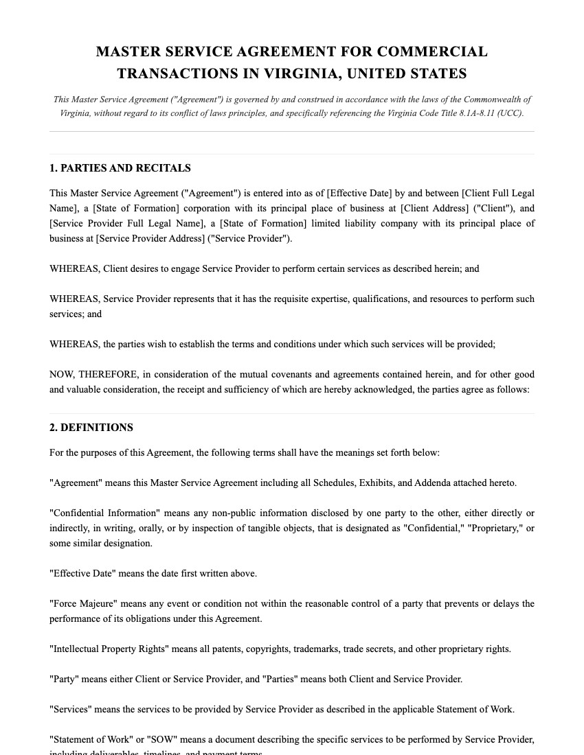 MSA Template Preview